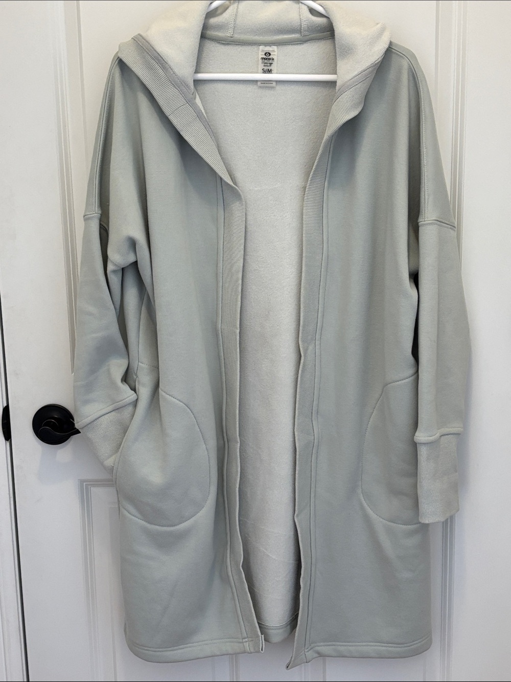 Mono B Light Sage Hooded Longline Teddy Jacket Small/Medium S/M